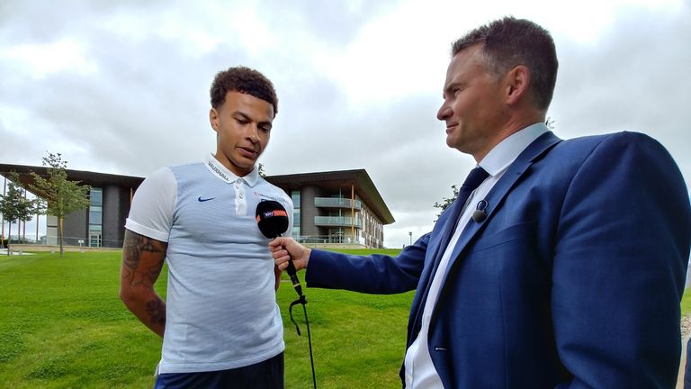 Dele Alli being interviewed for Sky Sports News while on England duty on Tuesday