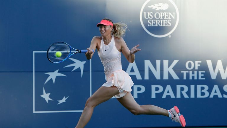 Maria Sharapova during Monday's victory over Jennifer Brady