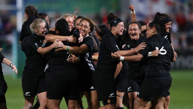 New Zealand celebrate at the final whistle in Belfast