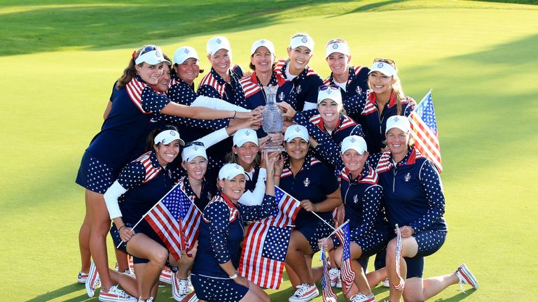 during the final day singles matches in the 2015 Solheim Cup at St Leon-Rot Golf Club on September 20, 2015 in Sankt Leon-Rot, Germany.