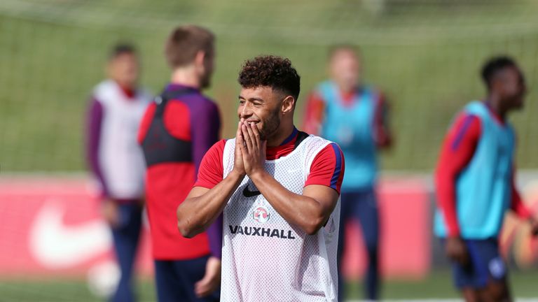 Alex Oxlade-Chamberlain during an England training session at St George's Park