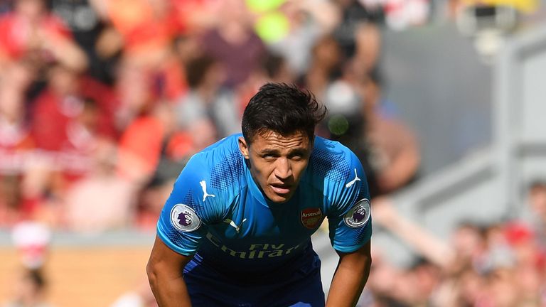 Alexis Sanchez during the Premier League match between Liverpool and Arsenal at Anfield