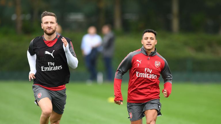 Alexis Sanchez during a training session at London Colney on August 2, 2017