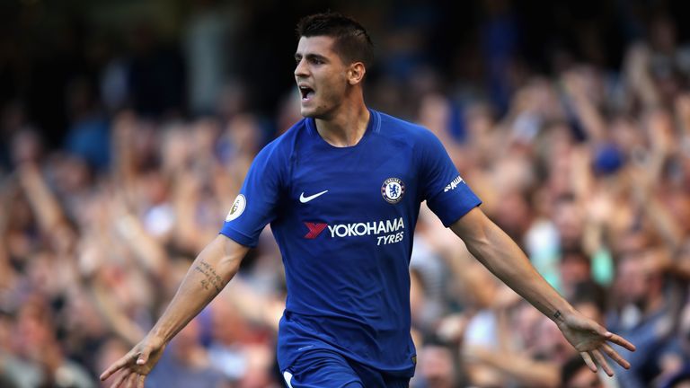 Alvaro Morata celebrates scoring Chelsea's second goal