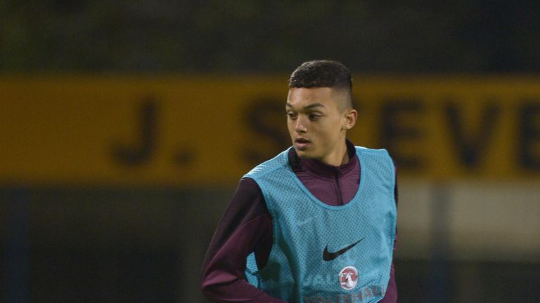 DUNGANNON, NORTHERN IRELAND - NOVEMBER 07:  Andre Dozzell of England warms up before this evenings Sky Sports Victory Shield U16 international game between