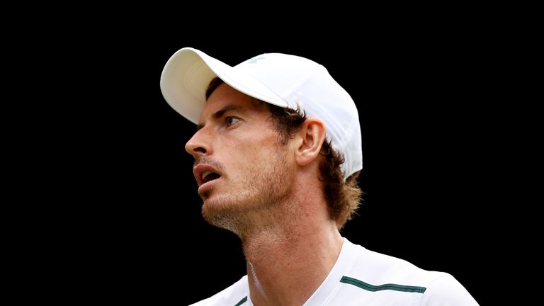 LONDON, ENGLAND - JULY 10:  Andy Murray of Great Britain looks on during the Gentlemen's Singles fourth round match against Benoit Paire of France