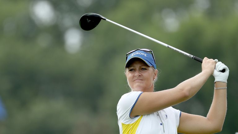 Anna Nordqvist during practice for the 2017 Solheim Cup Matches at Des Moines Country Club on August 15, 2017 in West Des Moines, Iowa.