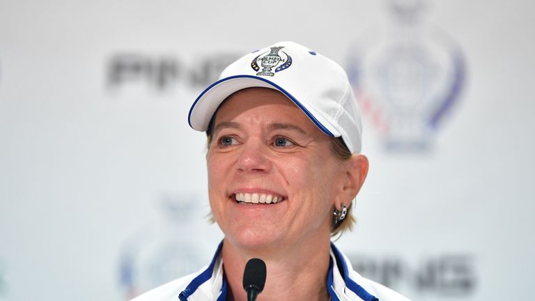 Annika Sorenstam during a press conference for The Solheim Cup at the Des Moines Country Club