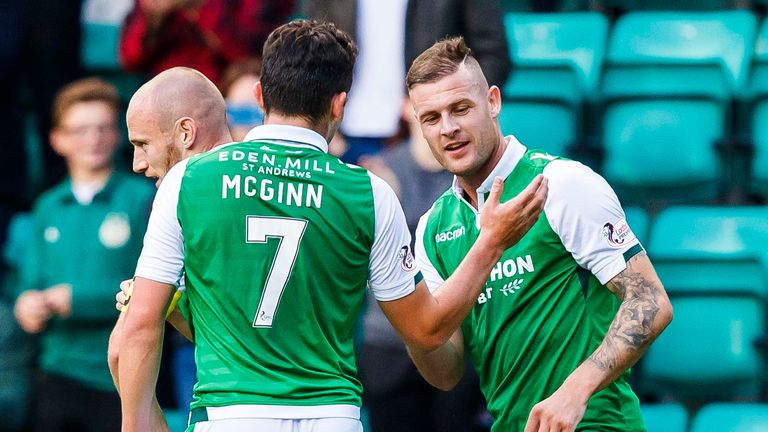 Anthony Stokes (right) put Hibs on their way at Easter Road