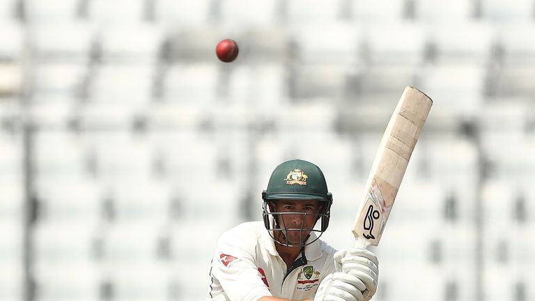 MIRPUR, BANGLADESH - AUGUST 28: Ashton Agar of Australia bats during day two of the First Test match between Bangladesh and Australia at Shere Bangla Natio