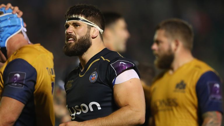 BATH, ENGLAND - OCTOBER 20:  Guy Mercer of Bath during the European Rugby Challenge Cup Pool Four match between Bath Rugby and Bristol Rugby at the Recreat