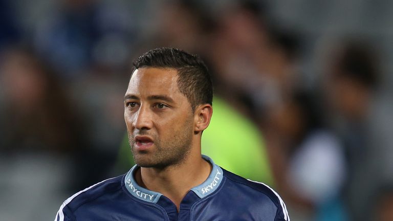 AUCKLAND, NEW ZEALAND - MARCH 22:  enji Marshall of the Blues watches from fullback during the round six Super Rugby match between the Blues and the Cheeta