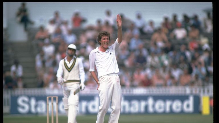 Jul 1982:  Bob Willis of England appeals for the wicket of Imran Khan the captain of Pakistan during the first test at Edgbaston in Birmingham.            