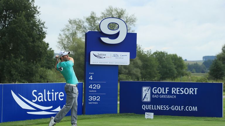 PASSAU, GERMANY - AUGUST 16:  Bradley Dredge of Wales tees off on the 9th hole ahead of the Saltire Energy Paul Lawrie Matchplay at Golf Resort Bad Griesba