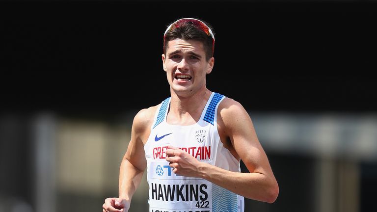 Callum Hawkins of Great Britain competes in the Men's Marathon during day three of the 16th IAAF World Athletics Championships