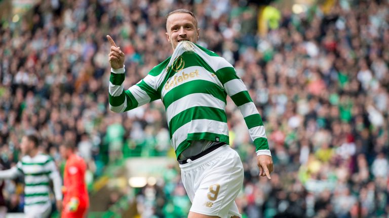 Leigh Griffiths celebrates his goal for Celtic against Hearts