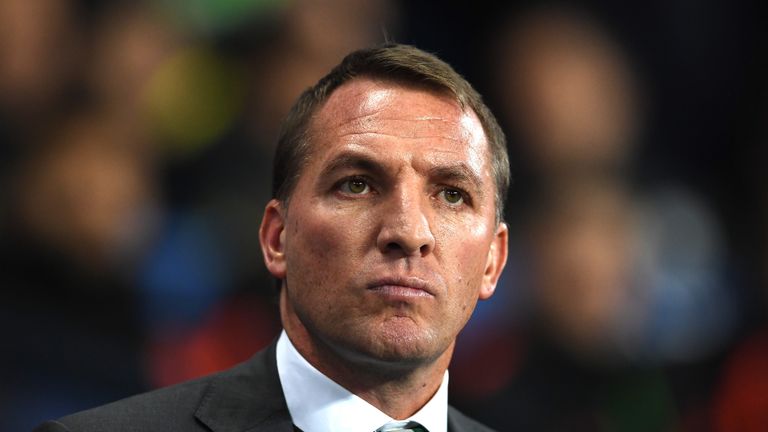 Brendan Rodgers manager of Celtic looks on