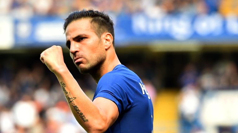 Cesc Fabregas celebrates putting Chelsea in front