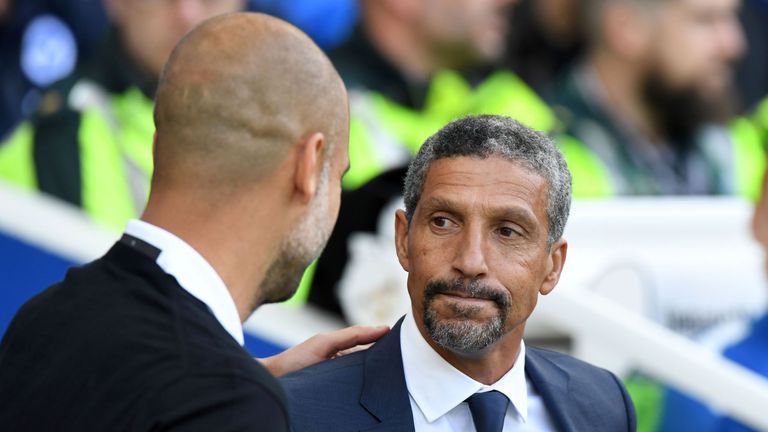 Chris Hughton took the positives from Brighton's 2-0 defeat to Man City