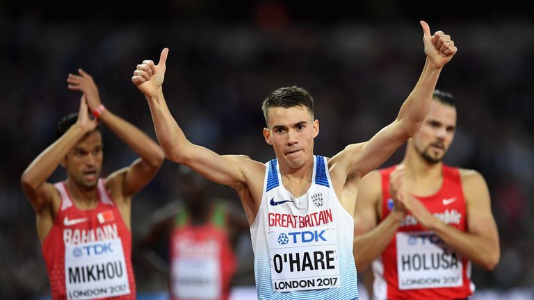 LONDON, ENGLAND - AUGUST 10:  Chris O'Hare of Great Britain acknowledges the fans prior to the start of the mens 1500 metres heats