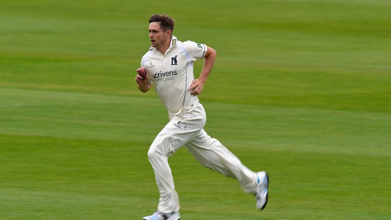 BIRMINGHAM, ENGLAND - JULY 20:  Warwickshire bowler Chris Woakes runs in to bowl during day three of the LV County Championship Division One match between 