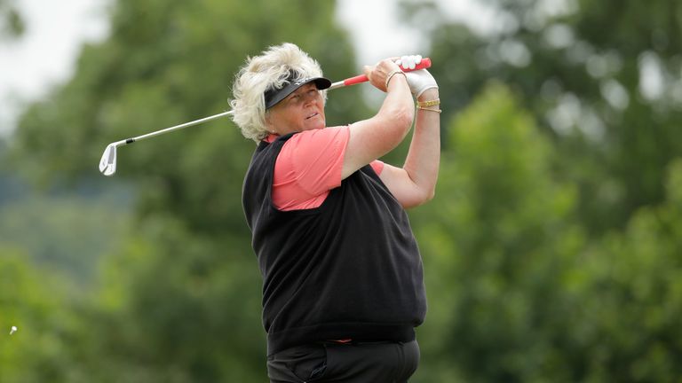 FRENCH LICK, IN - JULY 10:  Laura Davies of Great Britain hits her tee shot on the second hole during round one of the Senior LPGA Championship on July 10,