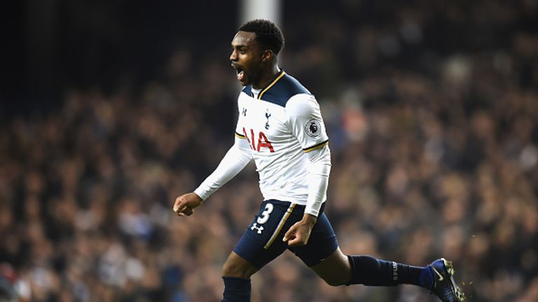 Danny Rose celebrates scoring for Spurs in 2016/17 season