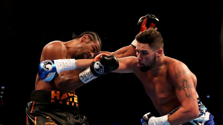 David Haye and Tony Bellew during their heavyweight contest at The O2
