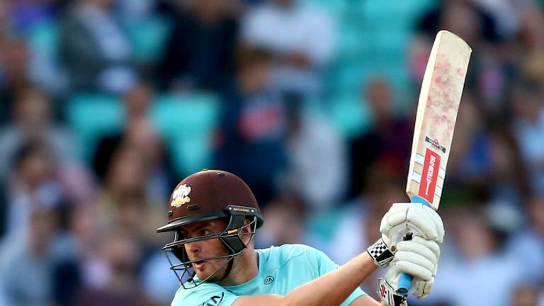 LONDON, ENGLAND - JULY 21:  Dom Sibley of Surrey bats during the NatWest T20 Blast Surrey and Middlesex at The Kia Oval on July 21, 2017 in London, England