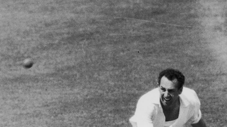 Don Shepherd bowling for Glamorgan in 1964