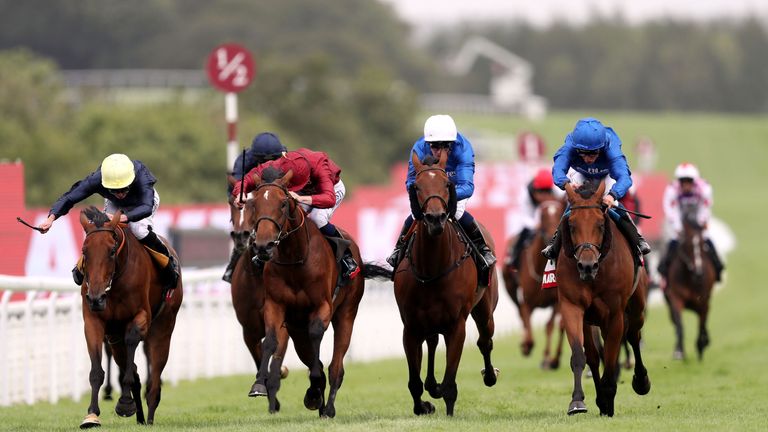 Endless Time (right) wins the Markel Insurance Fillies' Stakes