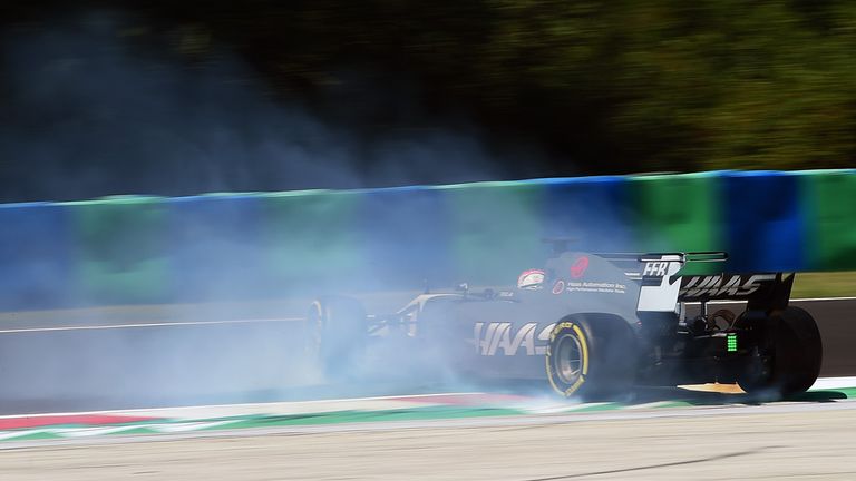 www.sutton-images.com..Santino Ferrucci (USA) Haas VF-17 spins at Formula One Testing, Day One, Hungaroring, Hungary, Tuesday 1 August 2017. 