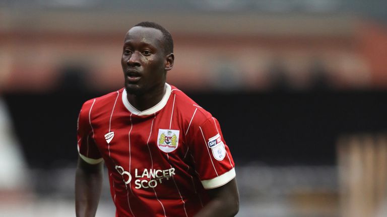 Famara Diedhiou during the pre-season match between Bristol City and FC Twente at Ashton Gate on July 28, 2017