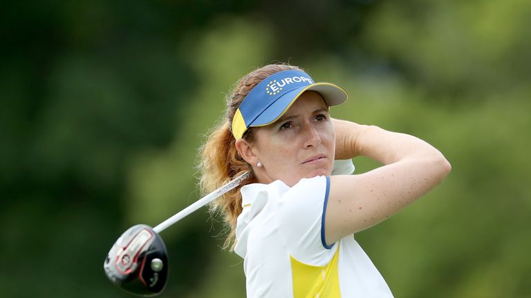during practice for the 2017 Solheim Cup Matches at Des Moines Country Club on August 15, 2017 in West Des Moines, Iowa.