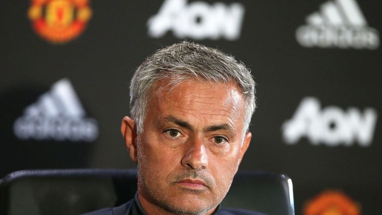 Jose Mourinho during a press conference at Manchester United's Aon Training Complex