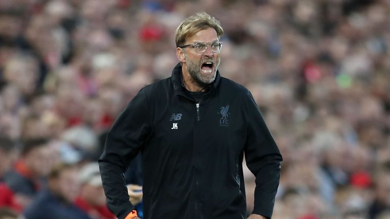 LIVERPOOL, ENGLAND - AUGUST 23:  Jurgen Klopp, Manager of Liverpool reacts during the UEFA Champions League Qualifying Play-Offs round second leg match bet