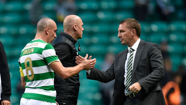 Celtic captain Scott Brown (left) and manager Brendan Rodgers