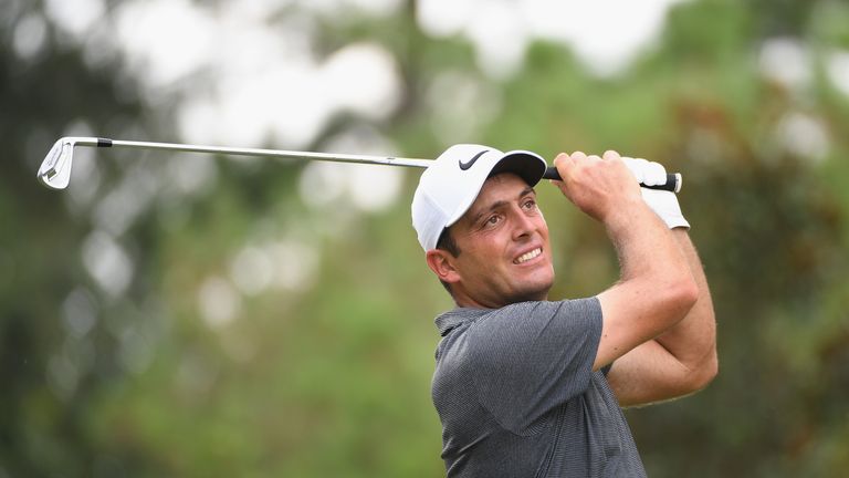 Francesco Molinari of Italy plays his shot from the sixth tee during the final round of the 2017 PGA Championship at Quail Hollow