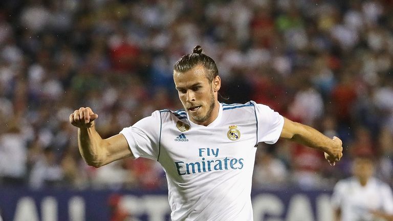 Gareth Bale on the attack against the MLS All-Stars at Soldier Field on August 2, 2017