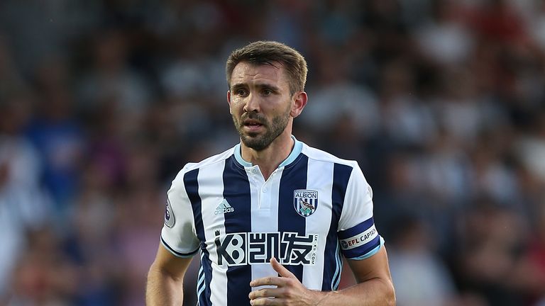 NORTHAMPTON, ENGLAND - AUGUST 23:  Gareth McAuley of West Bromwich Albion in action during the EFL Cup second round match between Northampton Town and West