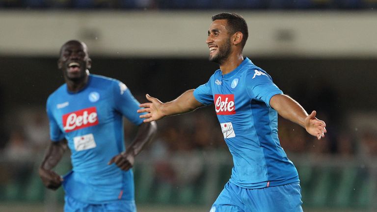 VERONA, ITALY - AUGUST 19:  Faouzi Ghoulam of SSC Napoli celebrates his goal during the Serie A match between Hellas Verona and SSC Napoli at Stadio Marcan
