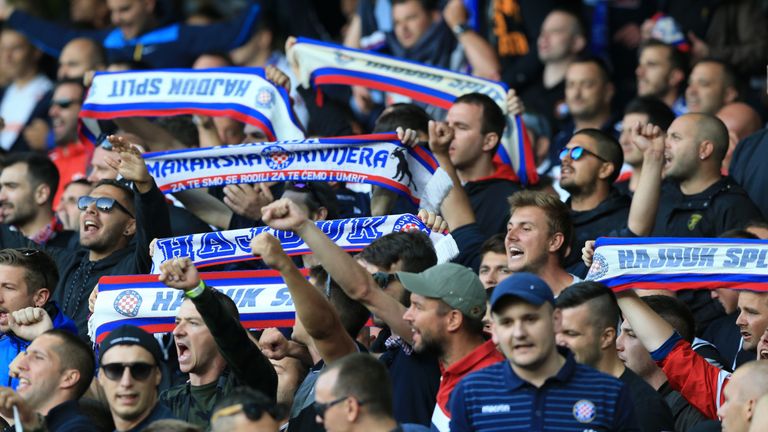 Hajduk Split fans invaded the Goodison Park during the first half of the Europa League qualifier with Everton