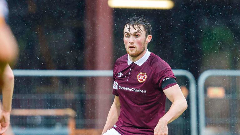  John Souttar in action for Hearts in the League Cup in July after covering from a ruptured Achilles.