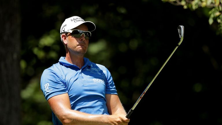 GREENSBORO, NC - AUGUST 17:  Henrik Stenson of Sweden hits a tee shot on the second hole during the first round of the Wyndham Championship at Sedgefield C