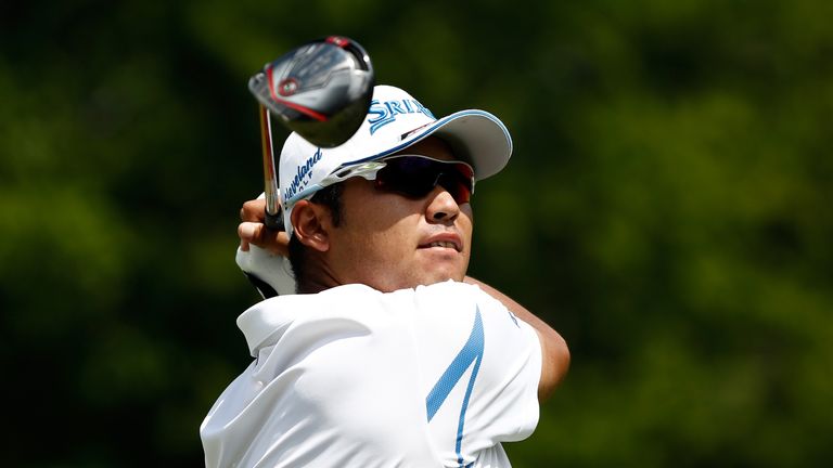Hideki Matsuyama of Japan hits off the sixth tee during the final round of the World Golf Championships - Bridgestone Invitational 