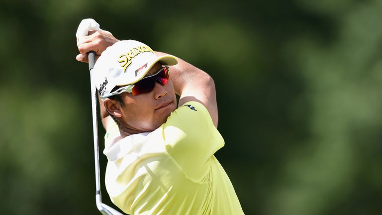 Hideki Matsuyama of Japan plays his shot from the eighth tee during the third round of the 2017 PGA Championship