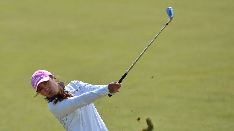 KINGSBARNS, SCOTLAND - AUGUST 03:  In-Kyung Kim of Korea hits her second shot on the 18th hole during the first round of the Ricoh Women's British Open at 
