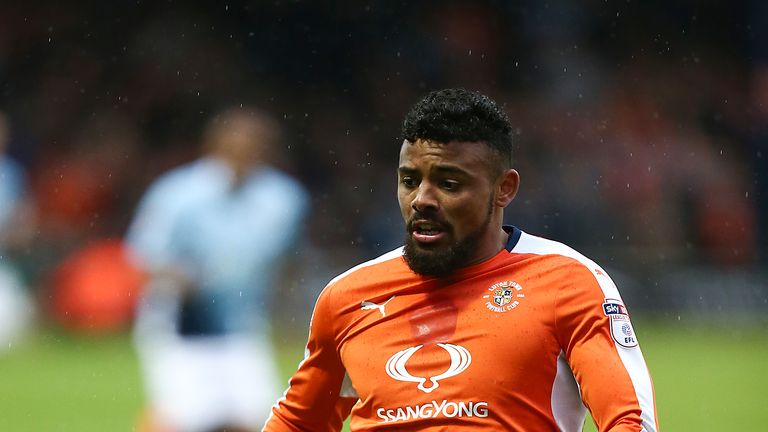 Isaac Vassell in action during the Sky Bet League Two Play off Semi Final, Second Leg between Luton Town and Blackpool on 18 May, 2017