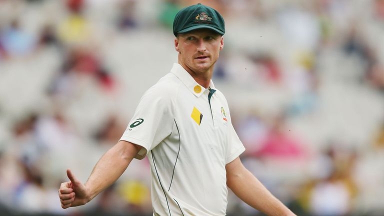 Jackson Bird of Australia gestures to fans