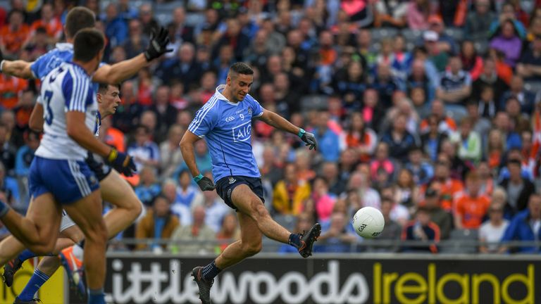 James McCarthy of Dublin fires in a shot at goal